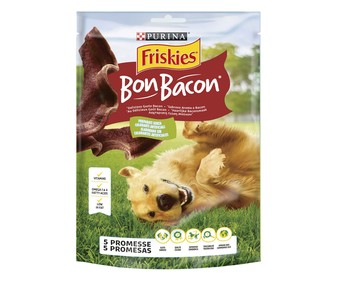 Friskies Bon Bacon alimento complementario para perros adultos 120g snacks con aroma 120