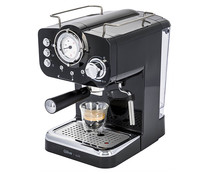 Cafetera espresso QILIVE Vintage negro, presión 15bar, termómetro, vaporizador, café molido, 1100W.