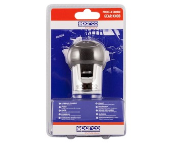 Pomo corto de palanca de cambio, de piel de color negro con la base en aluminio SPARCO Corsa. Pomo corto de palanca de cambio, de piel de color negro con la base en aluminio SPARCO Corsa.