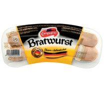 Salchichas cocidas Bratwurst tipo Aleman, elaboradas sin gluten CAMPOFRÍO 260 g.