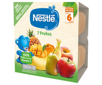 Tarrinas de plátano, mango, pera, piña, albaricoque, melocotón y manzana, a partir de 6 meses NESTLÉ 4 x 100 g.