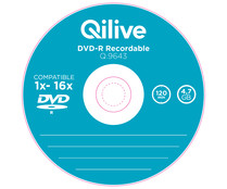 Pack de 10 DVD-R grabable QILIVE Q.9643 4,7GB, 120min, velocidad 1X-16X.
