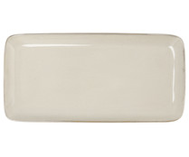 Fuente rectangular fabricada en gres, 28x14 cm, color blanco, Ikonik BIDASOA.