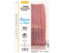 Bacon de pavo, sin gluten y sin lactosa, cortado en finas lonchas EL POZO Corte fresco 150 g.