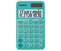 Calculadora de bolsillo 8 dígitos color azul pastel, CASIO.