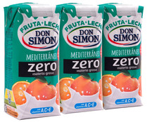 Leche con zumo de frutas mediterraneas DON SIMON Funciona max 3 x 330 ml.