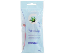 Cuchillas desechables con cabezal pivotante de 3 hojas, especial pieles sensibles COSMIA Sensitive flex 4 uds.