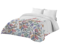 Edredón reversible floral - blanco para cama doble, 240x260 cm. 300g/m² NATURALS.