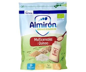 Papilla de cereales ecológicos (arroz, quinoa, avena y centeno), a partir de 6 meses ALMIRÓN Cereales ecológicos 200 g.