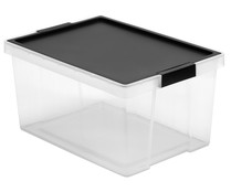 Caja de ordenación con tapa en color negro, 35 litros de capacidad, TATAY.