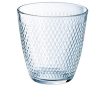 Vaso bajo de vidrio con 0,25 litros de capacidad y diseño triángulos en relieve, Concepto Pampille LUMINARC.