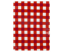 Mantel redondo de pvc estampado cuadros rojos y blancos, 150cm., ACTUEL. Mantel redondo de pvc estampado cuadros rojos y blancos, 150cm., ACTUEL.