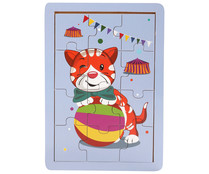 Puzzle infantil animales con 12 piezas de madera ONE TWO FUN ALCAMPO.