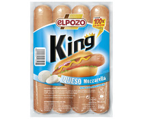 Salchichas cocidas de jamón de cerdo y queso mozzarella, con sabor ahumado EL POZO King 330 g.
