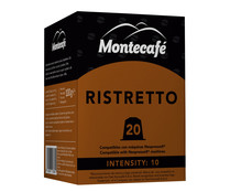 Café molido de tueste natural en cápsulas (Intensidad 10) compatibles con Nespresso MONTECAFÉ RISTRETTO 20 uds.