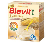 Papilla instantánea de 8 cereales dextrinados, para bebés a partir de 5 meses BLEVIT Plus 600 g.