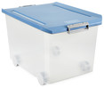 Caja de ordenación multiusos con tapa de pláctico color azul lavanda, 60 litros TATAY.