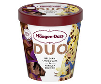Tarrina de helado de crema de chocolate belga y crema de vainilla HÄAGEN-DAZS Duo 420 ml.