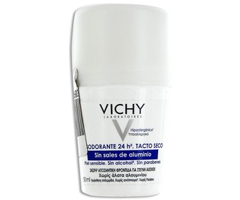 Desodorante roll on sin sales de aluminio, sin alcohol y sin parabenos VICHY 50 ml. Desodorante roll on sin sales de aluminio, sin alcohol y sin parabenos VICHY 50 ml.