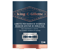 Hojas de afeitar de doble filo con recubrimiento de platino GILLETTE King C 10 uds.