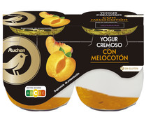 Yogur cremoso natural azucarado con melocotón y sin gluten ALCAMPO GOURMET 2 x 125 g.