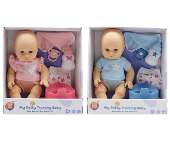 Muñeco bebé de 30cm con accesorios de baño, color azul o rosa, ONE TWO FUN ALCAMPO.