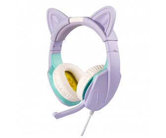 Auriculares gaming con cable, Zoo Cute, color lila, INDECA.