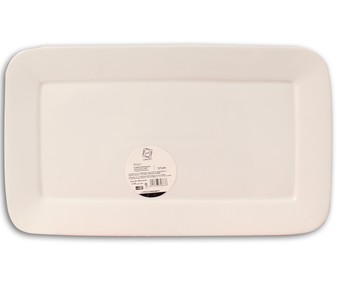 Fuente rectangular de porcelana color blanco, 31 centímetros de largo QUID. Fuente rectangular de porcelana color blanco, 31 centímetros de largo QUID.