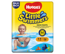 Pañales bañador unisex (bañador desechable) talla 5 - 6, para niños de 12 a 18 kilos HUGGIES Little swimmers 19 uds.