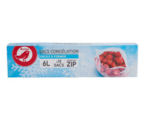 Bolsas de congelación con zip 6 litros30 x 40 cm PRODUCTO ALCAMPO 15 uds. 