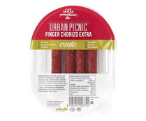 Mini chorizos de categoría extra, ideales cono snacks CAN DURAN Urban picnic exentis 50 g.