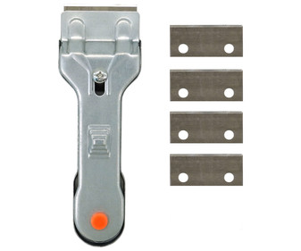 Rasqueta para placa de cocina con 5 cuchillas incluidas, ACTUEL. Rasqueta para placa de cocina con 5 cuchillas incluidas, ACTUEL.