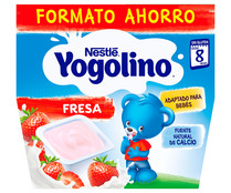 Postre lácteo de fresa, adaptado para bebés partir de 8 meses YOGOLINO de Nestlé 8 x 100 g. 