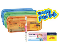 Set dental infantil con estuche, cepillo de dientes y neceser con cierre de cremallera KIN.