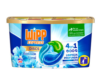 Detergente en cápsulas para lavadora, explosión floral WIPP EXPRESS DISC 30 uds.