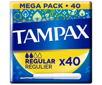 Tampones regular con aplicador de cartón TAMPAX 40 uds.