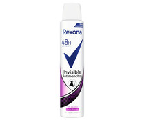 Desodorante  en spray para mujer, antitranspirante 48 horas, efecto invisible REXONA Invisible 200 ml.
