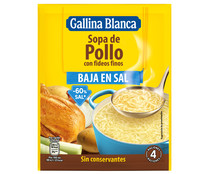 Sopa de pollo con fideos (bajo contenido en sal) GALLINA BLANCA sobre de 35 g.