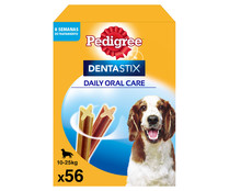 Snacks dental para perros de talla mediana PEDIGREE DENTASTIX caja 56 uds. 1140 g.