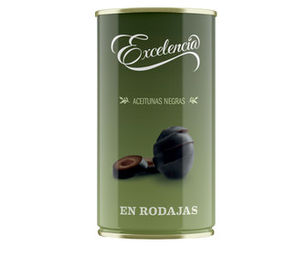 Aceitunas negras sin hueso en rodajas EXCELENCIA lata de 175 g. Aceitunas negras sin hueso en rodajas EXCELENCIA lata de 175 g.
