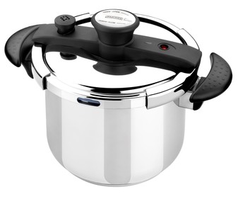 Olla súper rápida Easy de en acero inoxidable, triple fondo difusor forjado, 6 litros MONIX. Olla súper rápida Easy de en acero inoxidable, triple fondo difusor forjado, 6 litros MONIX.
