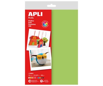 Bolsa con 10 hojas de fieltro de 250 g, diferentes colores y medidas 210x297 mm APLI. Bolsa con 10 hojas de fieltro de 250 g, diferentes colores y medidas 210x297 mm APLI.