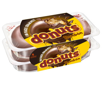 Rosquillas de chocolate DONUTS BOMBON 4 uds. 220 g. Rosquillas de chocolate DONUTS BOMBON 4 uds. 220 g.