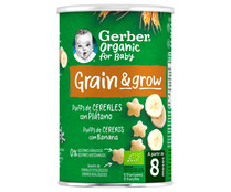 Snacks de cereales ecológios con plátano, a partir de 8 meses GERBER Organic grain & grow 35 g.