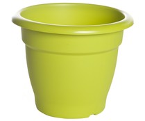 Maceta de plástico tipo campana de color pistacho y medidas de 25 x 23 centímetros VAN.