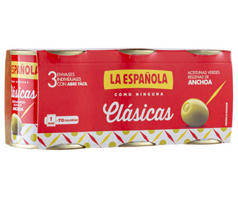 Aceitunas verdes rellenas 3 latas de 50 g