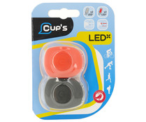 Set de luz delantera 2 leds y luz trasera 2 leds para bicicleta, CUP'S ALCAMPO.