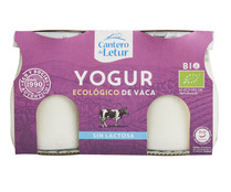 Yogur de vaca natural ecológico ,sin lactosa EL CANTERO DE LETUR pack de 2 uds. de 125 g.