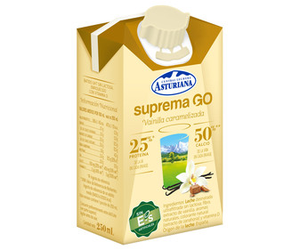 Batido con con sabor a vainilla caramelizada CENTRAL LECHERA ASTURIANA Suprema go 250 ml. Batido con con sabor a vainilla caramelizada CENTRAL LECHERA ASTURIANA Suprema go 250 ml.