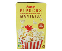 Palomitas de maíz para microondas sabor mantequilla PRODUCTO ALCAMPO 3 uds. x 90 g.